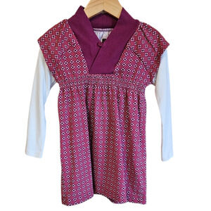 Tea Collection Toddler Girl's Tunic Dress Floral Pink Long Sleeve Size 18-24